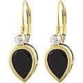 14k Gold Black Onyx and Cubic Zirconia Earrings