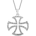 10k White Gold 1/6ct TDW Diamond Cross Necklace