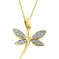 10k Gold 1/10ct TDW Diamond Dragonfly Necklace