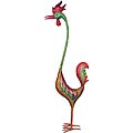 Hand-painted Metal Long Neck Rooster Statue