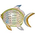 Hand-painted Metal 16-inch Hanging Fish Lantern