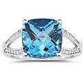 10k Gold Blue Topaz and 1/6ct TDW Diamond Ring