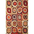 Amalfi Circles in Squares Red Rug (3'5 x 5'6)