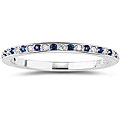 14k White Gold Blue Sapphire and Diamond Band