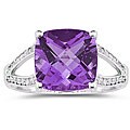 10k White Gold Amethyst and Diamond Ring