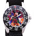 Disney Racing Mickey Boys' Black Velcro Strap Watch