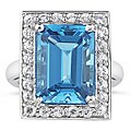 10k White Gold Blue Topaz and White Sapphire Ring
