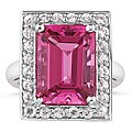 10k White Gold Pink Topaz and White Sapphire Ring
