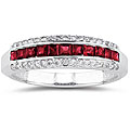 14k White Gold Ruby and 1/5ct TDW Diamond Ring