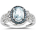 10k White Gold Aquamarine and 1/5ct TDW Diamond Ring