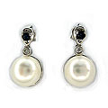 14k Gold FW Pearl and 1/10ct TDW Diamond Earrings (8-9 mm)