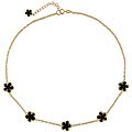 18k Gold over Sterling Silver Onyx Flower Necklace