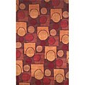 Tribeca Circles and Squares Red Rug (5' x 8')