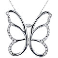 10k White Gold 1/5ct TDW Diamond Butterfly Necklace