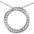14k White Gold 1/8ct TDW Diamond Circle Necklace