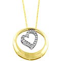 10k Gold Heart in a Circle Diamond Accent Necklace