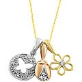 10k Gold Flower, Bug and Butterfly Diamond Necklace