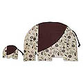 Cotton 'Chocolate Elephants' Placemat and Coaster Set (Thailand)