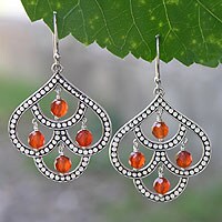 Carnelian 'Peacock Plumes' Earrings (Indonesia)