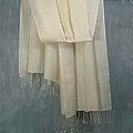 Silk and Pashmina Wool 'Kashmiri Ivory' Shawl (India)