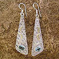 'Art Deco' Blue Topaz Earrings (India)