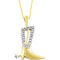 10k Gold 1/10ct TDW Diamond Cowboy Boot Necklace