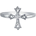 10k White Gold Cross Prong-set Diamond Band