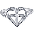 10k White Gold Heart in Cross Diamond Band