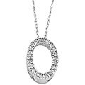 10k White Gold 1/10ct TDW Diamond Oval Necklace