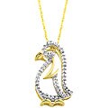 10k Yellow Gold Diamond Accent Penguin Necklace