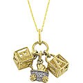 10k Gold Diamond Baby Blocks and Carriage Necklace