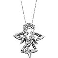 10k White Gold 1/10ct TDW Diamond Angel Necklace