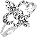 10k White Gold Diamond Accent Fleur de Lis Ring
