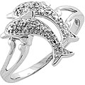 10k White Gold Diamond Accent Dolphin Ring