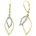 14k Two-tone Gold 1/5ct TDW Diamond Leaf Earrings