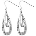 Sterling Silver 1/10ct TDW Diamond Oval Drop Earrings