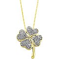 14k Yellow Gold Diamond Accent Clover Necklace