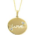 14k Yellow Gold Diamond Accent Love Disk Necklace