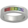 Stainless Steel Rainbow Cubic Zirconia Ring