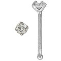 14k White Gold Prong-set Diamond Nose Bone