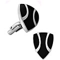 Stainless Steel Black Enamel Shield Cuff Links