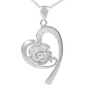 Sterling Silver Heart with Rose Necklace