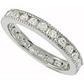 Sterling Silver CZ Etched Eternity Band