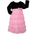 AnnLoren Girl's Pink and Black Holiday Party Dress