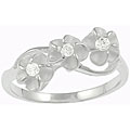 Sterling Silver Cubic Zirconia Plumeria Ring