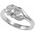 Sterling Silver Cubic Zirconia Plumeria Ring