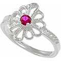 Sterling Silver Pink CZ Child's Flower Ring