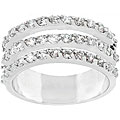 Silvertone Triple-arm Round Cubic Zirconia Ring