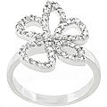Silvertone Absract Flower Petal Ring