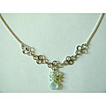 Silver Aquamarine and Peridot Cluster Necklace (USA)